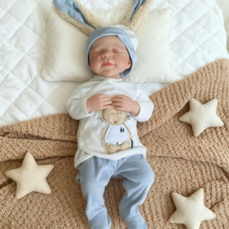 Bambola Reborn Neonata Realistica da 48 cm dipinta a mano con occhi chiusi Pascale