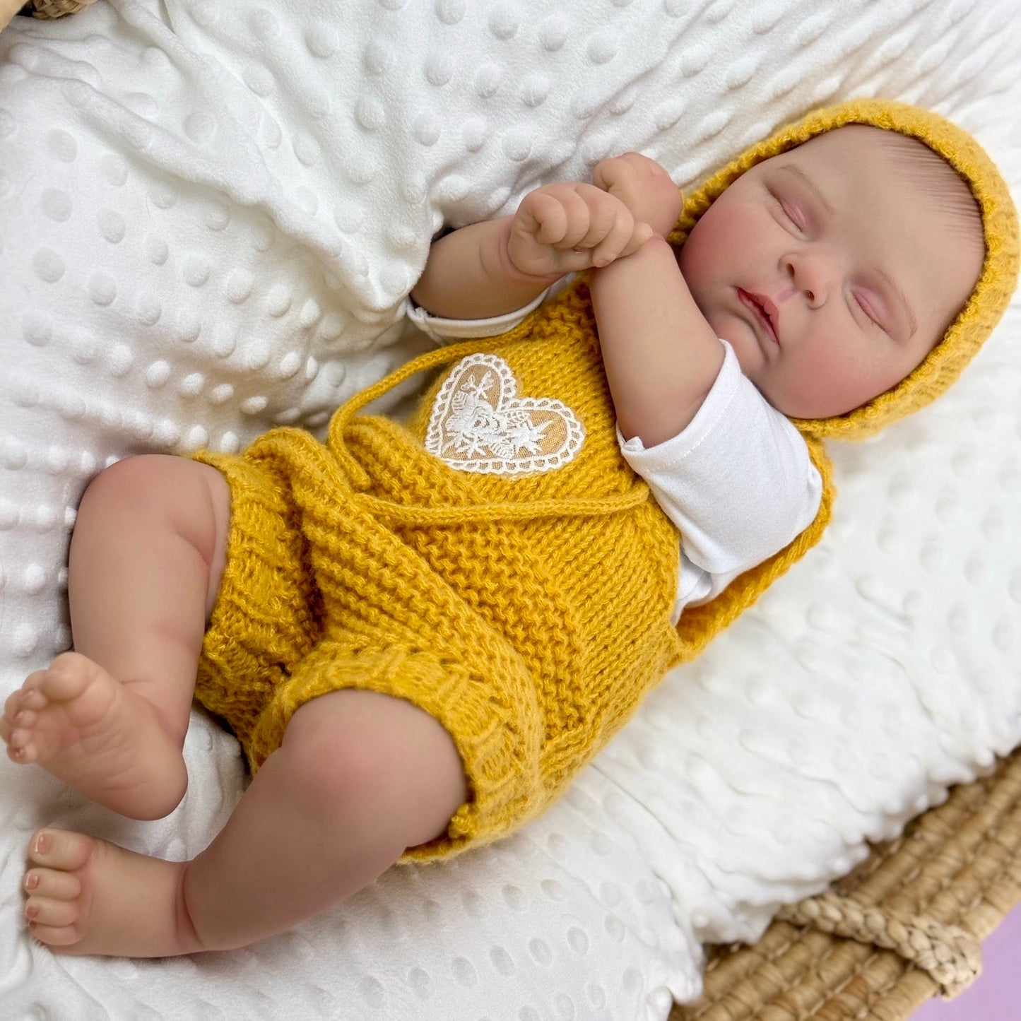 20 Inches 3D Skin Soft Body Sleeping Reborn Doll In Yellow Sweater- Peaches