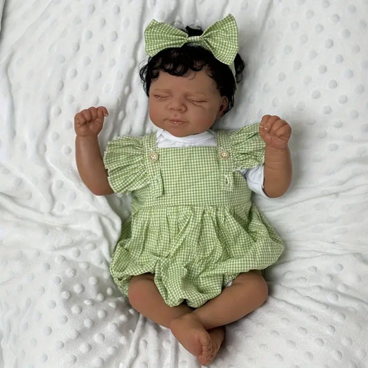 19 Inches Sweet Janice Closed Eyes Dark Skin Soft Body Reborn Doll-Pascale