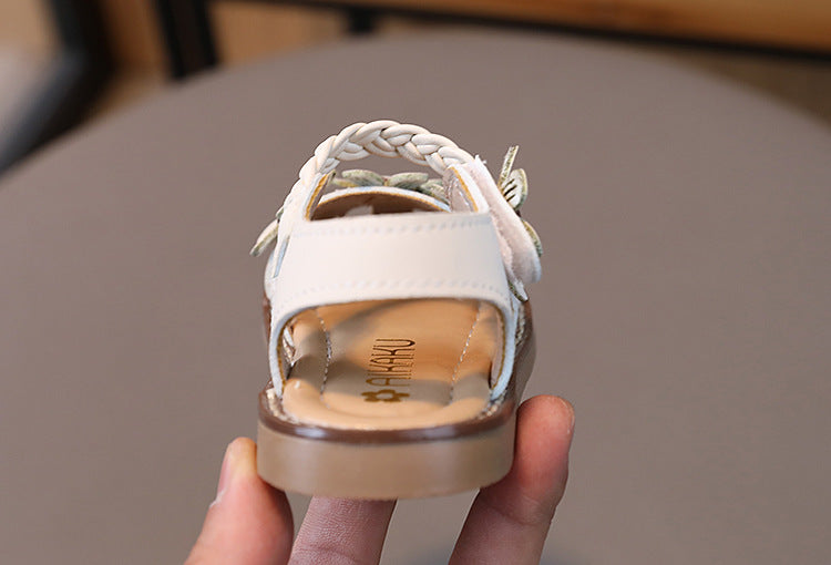 Flower Princess sandals with soft bottom for newborns