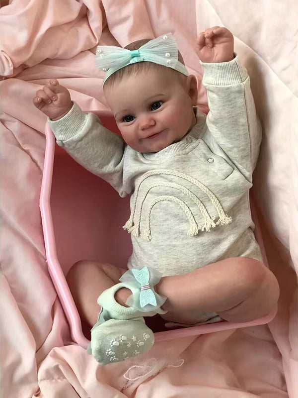 Bambina Reborn realistica da 50 cm con occhi aperti e sorriso - Maddie