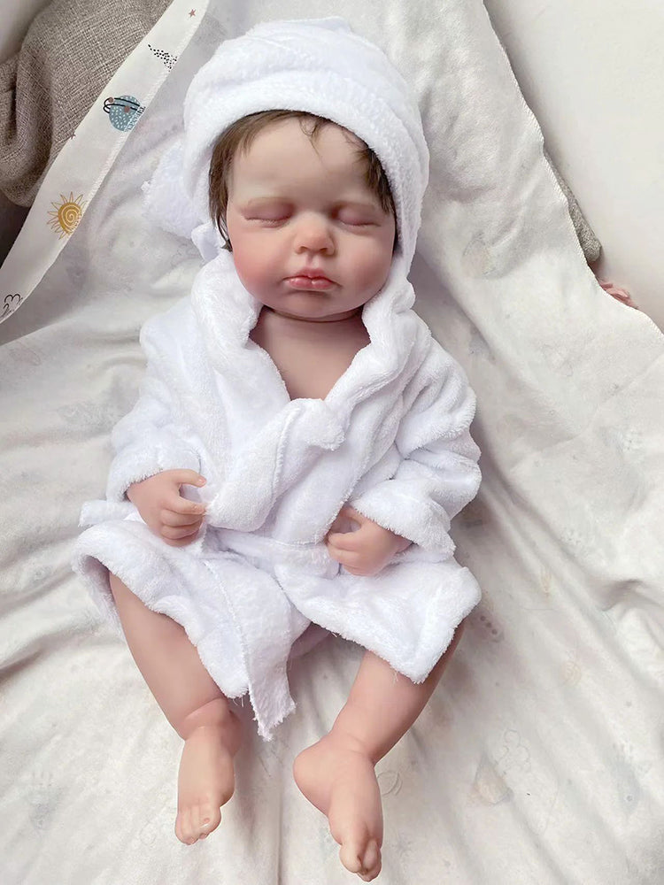 20 Inches Short Hair Sleeping Reborn Doll in Bathrobe-Loulou