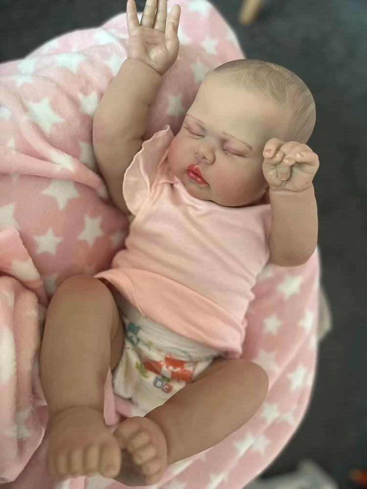 60cm Closed Eyes Pickle Reborn Doll In Pink Clothes