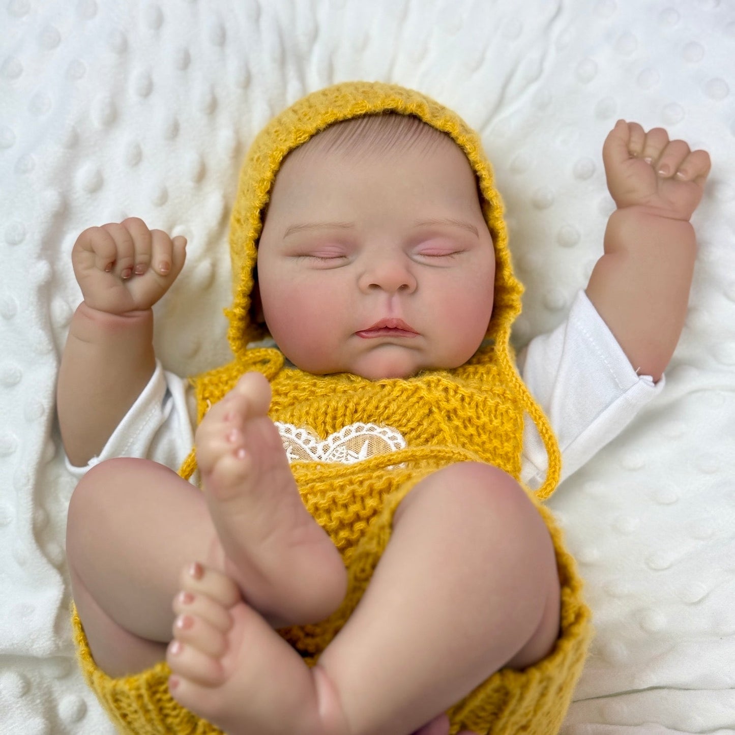 20 Inches 3D Skin Soft Body Sleeping Reborn Doll In Yellow Sweater- Peaches