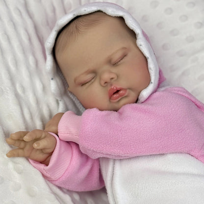 50cm Soft Cloth Body Sleeping Pickle Reborn Doll In Pink Outfit