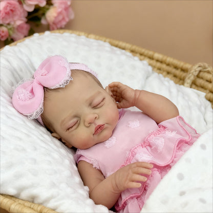 48cm Soft Body Sleeping Reborn Doll Irys In Pink Dress