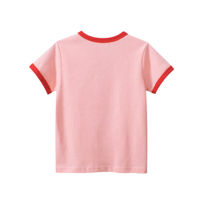 Cartoon cat head printed cotton short-sleeved T-shirt