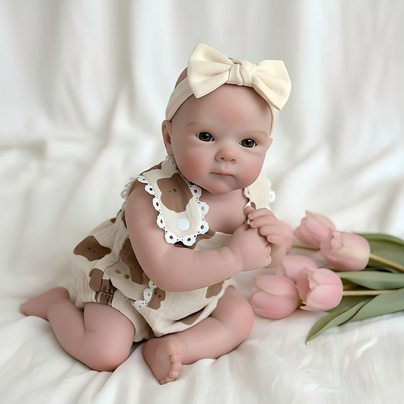 18 Inches Full Silicone Bettie Reborn Doll Girl in Little Bear Outfits