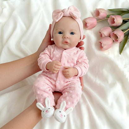 Bambole reborn in silicone pieno da 18 pollici Bettie e Meadow gemelle con abiti rosa