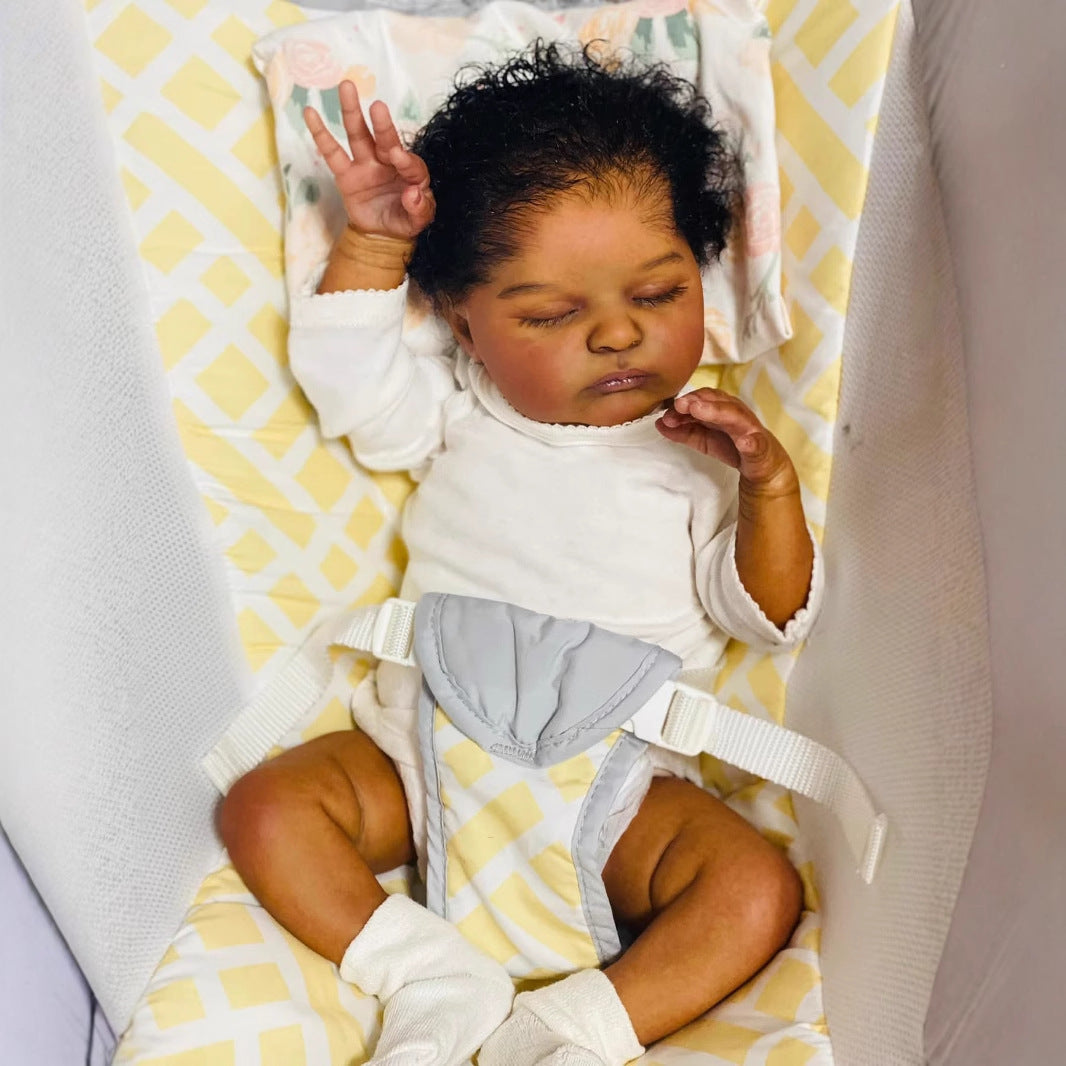 Elsie 19 Inches Lifelike Closed Eyes Dark Skin Reborn Doll-Laura