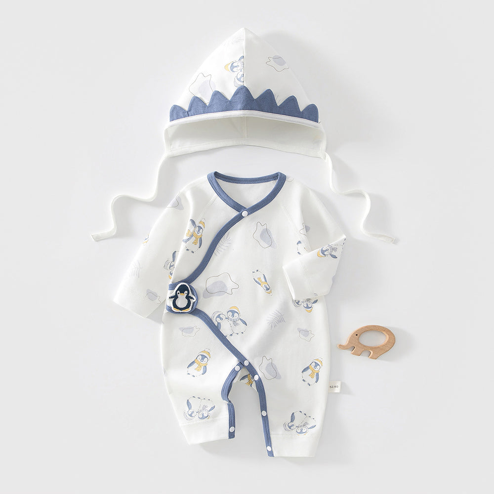 Cute Printed Bodysuit and Hat 2-Piece Set for 18-22 Inches Reborn Dolls