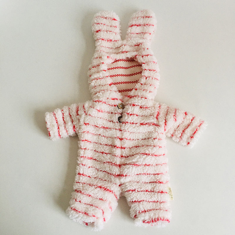 Vestiti di peluche con orecchie da coniglio carini per bambole reborn da 12 pollici