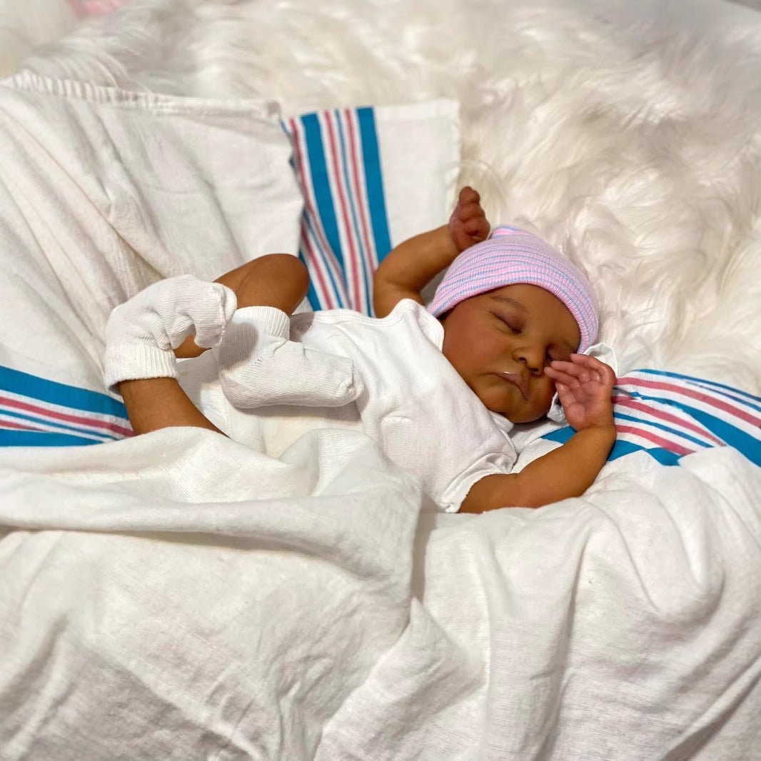 45cm Miles Closed Eyes Dark Skin Reborn Doll-Levi