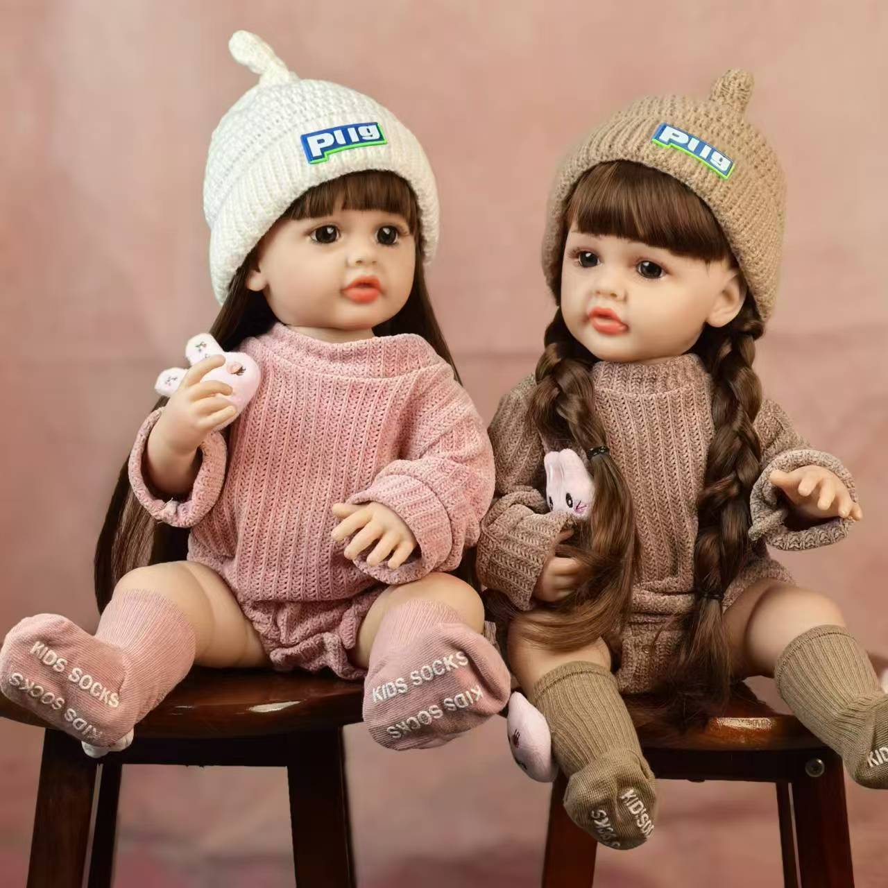22 pollici occhi azzurri capelli lunghi gemelli reborn bambine-Betty