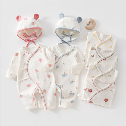 Completo due pezzi composto da body e cappellino in cotone stampato per bambole reborn da 45 a 55 cm