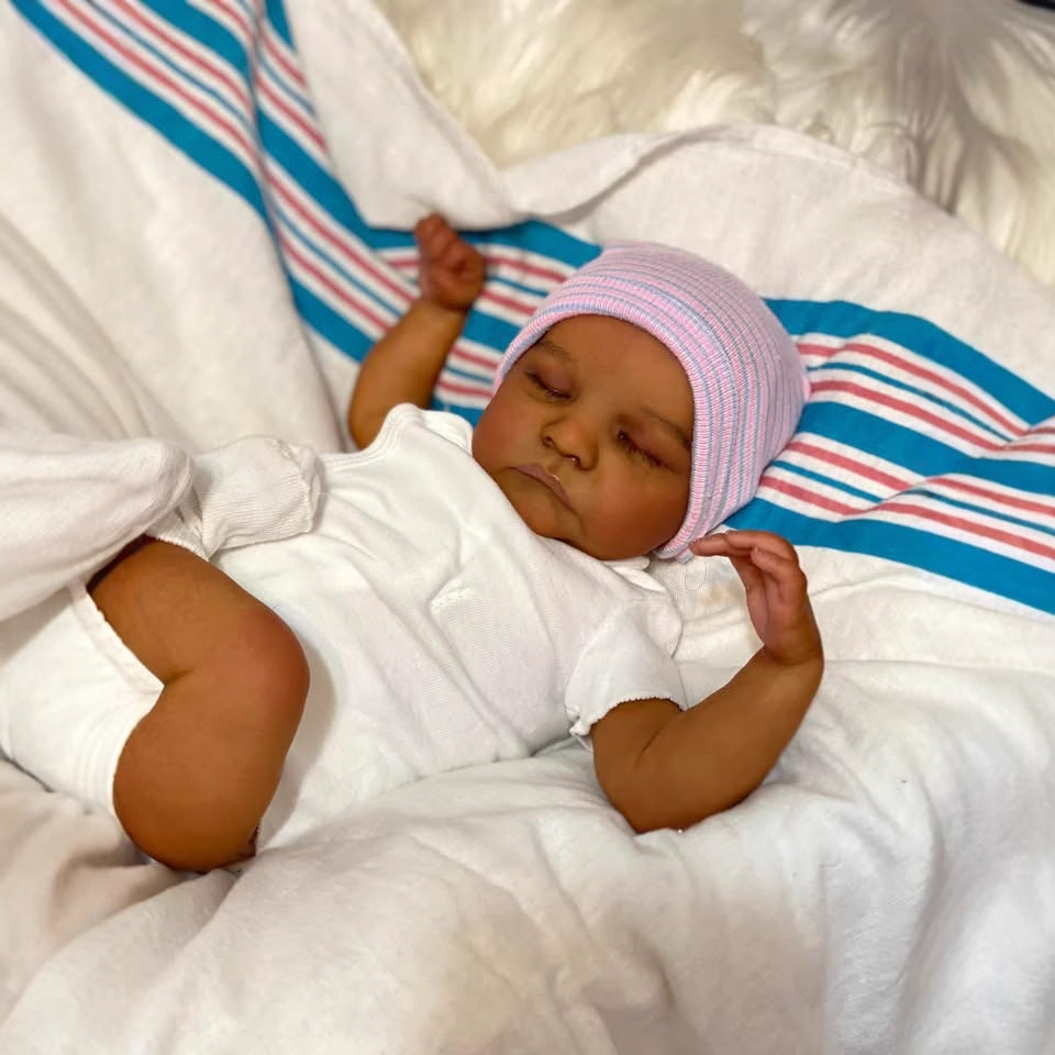 45cm Miles Closed Eyes Dark Skin Reborn Doll-Levi