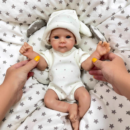 Bambola Reborn in silicone morbido da 30 cm con occhi azzurri - Bettie