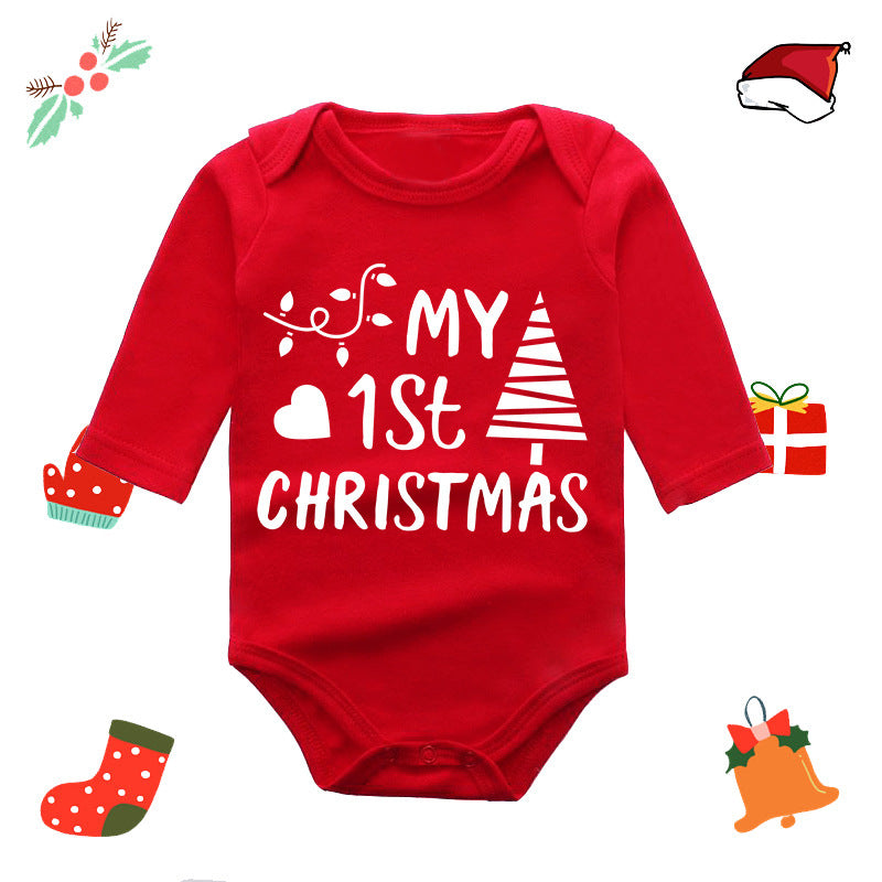 My First Red Long Sleeve Christmas Romper for 20-22 Inch Reborn Doll