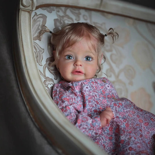 60cm Open Eyes Blonde Hair Suesue Reborn Doll In Purple Floral Clothes