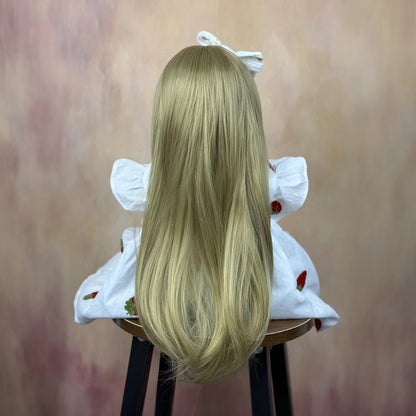 55cm Open Eyes Long Blonde Hair Betty Reborn Baby Girl In White Dress