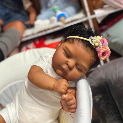 Jane 19 Inches Lifelike Closed Eyes Dark Skin Reborn Doll-Peaches