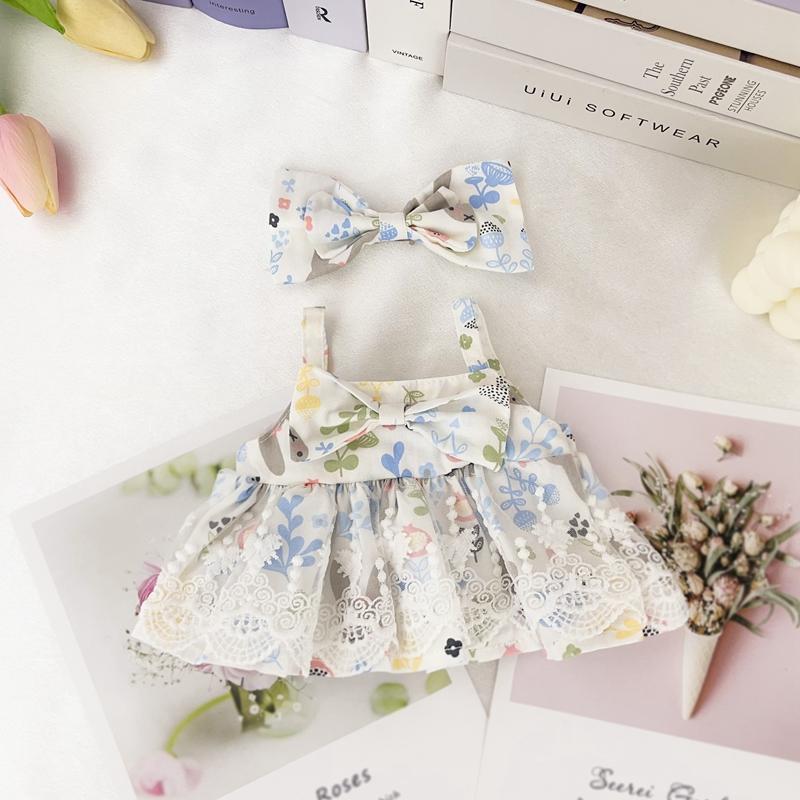 Beautiful Lace Floral Dress and Headband 2-Piece Set for 30cm Dolls