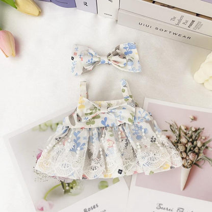 Beautiful Lace Floral Dress and Headband 2-Piece Set for 30cm Dolls