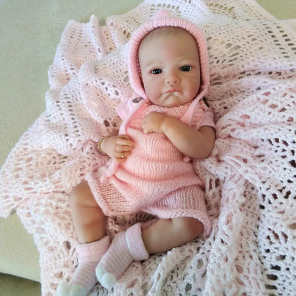 Maria 19 Inches Soft Body Reborn Doll in Pink Knitted Bodysuit-August Awake