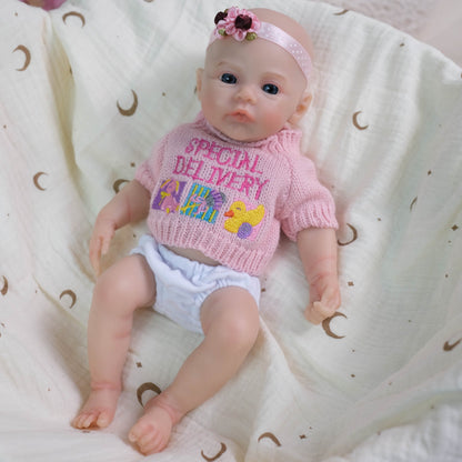 30cm Soft Full Silicone Meadow Reborn Baby Girl In Pink Sweater
