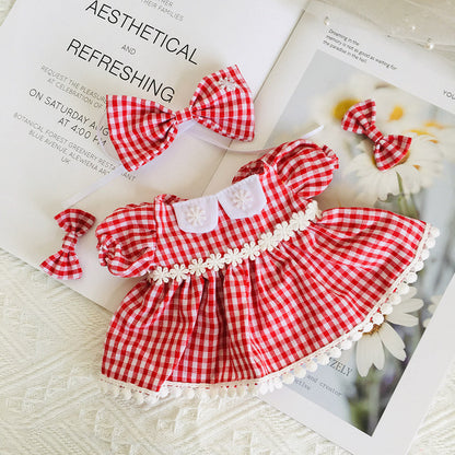 Set da 2 pezzi per bambole da 30 cm: grazioso vestitino in pizzo a fiori e fermaglio per capelli