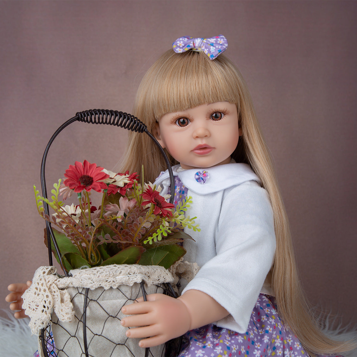 24 inches Open Eyes Long Hair Reborn Twins Baby Girls