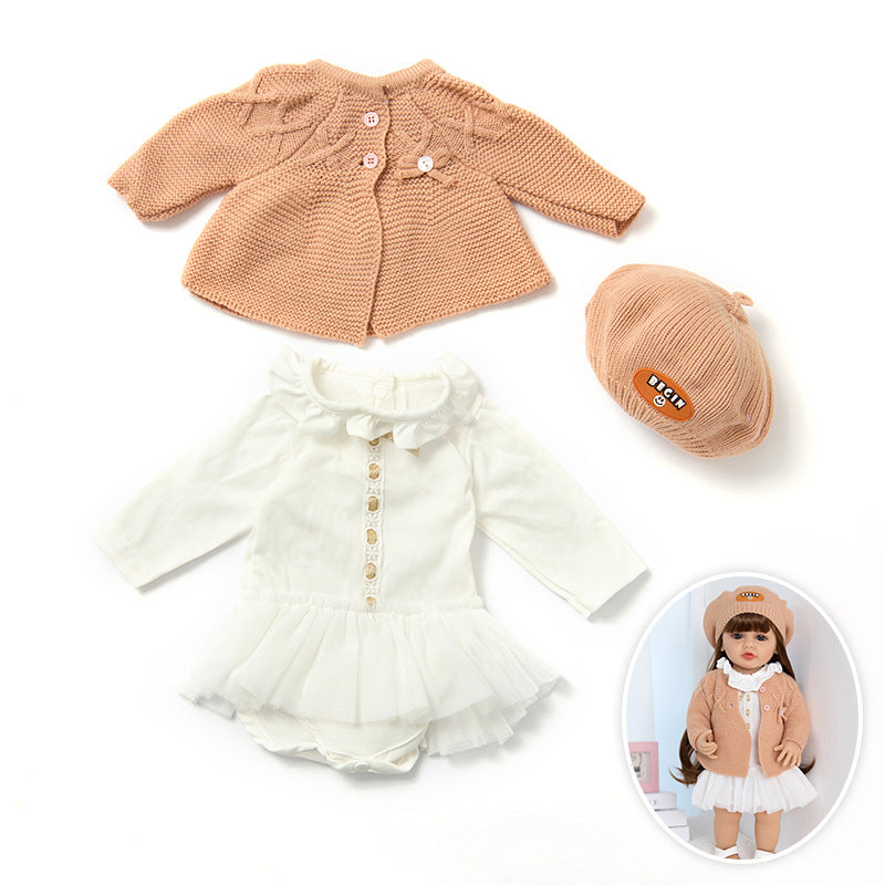 Set di 3 pezzi composto da cappello giacca e vestito lavorati a maglia per bambole reborn da 55 cm (22 pollici)