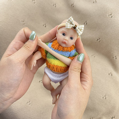 15cm Silicone Meadow Stretchable Mini Reborn Doll in Stripes Sweater