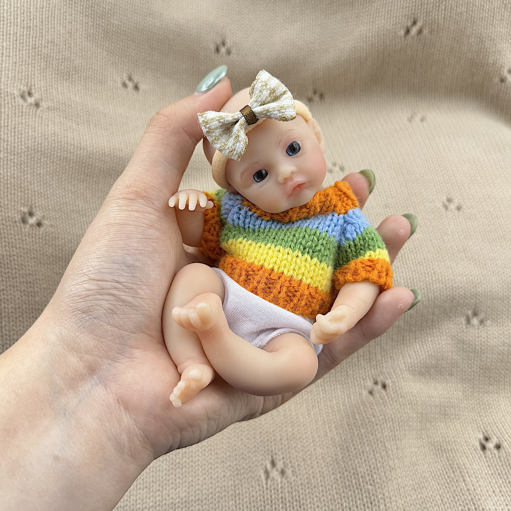 15cm Silicone Meadow Stretchable Mini Reborn Doll in Stripes Sweater