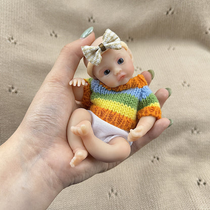 15cm Silicone Meadow Stretchable Mini Reborn Doll in Stripes Sweater