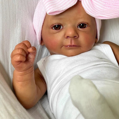 18 Inches Lifelike Dark Skin Reborn Doll With Pink Hat-Felicia