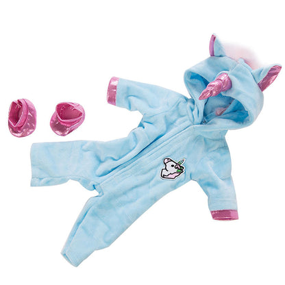 Vestiti per bambole rinate con unicorno dei cartoni animati da 17-18 pollici(Solo vestiti, nessuna bambola)