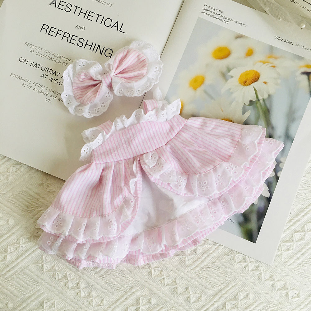 Set da 2 pezzi per bambole da 30 cm: grazioso vestitino in pizzo a fiori e fermaglio per capelli