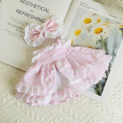 Set da 2 pezzi per bambole da 30 cm: grazioso vestitino in pizzo a fiori e fermaglio per capelli
