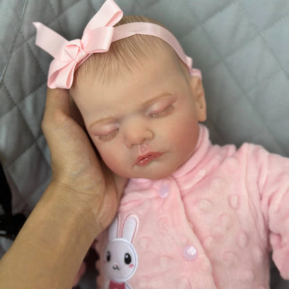 Bambola reborn Sam da 48 cm corpo morbido e realistico con abiti rosa