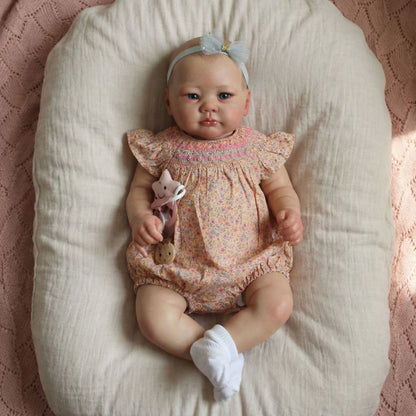 Bambola reborn Lali da 19 pollici con occhi aperti e abiti floreali