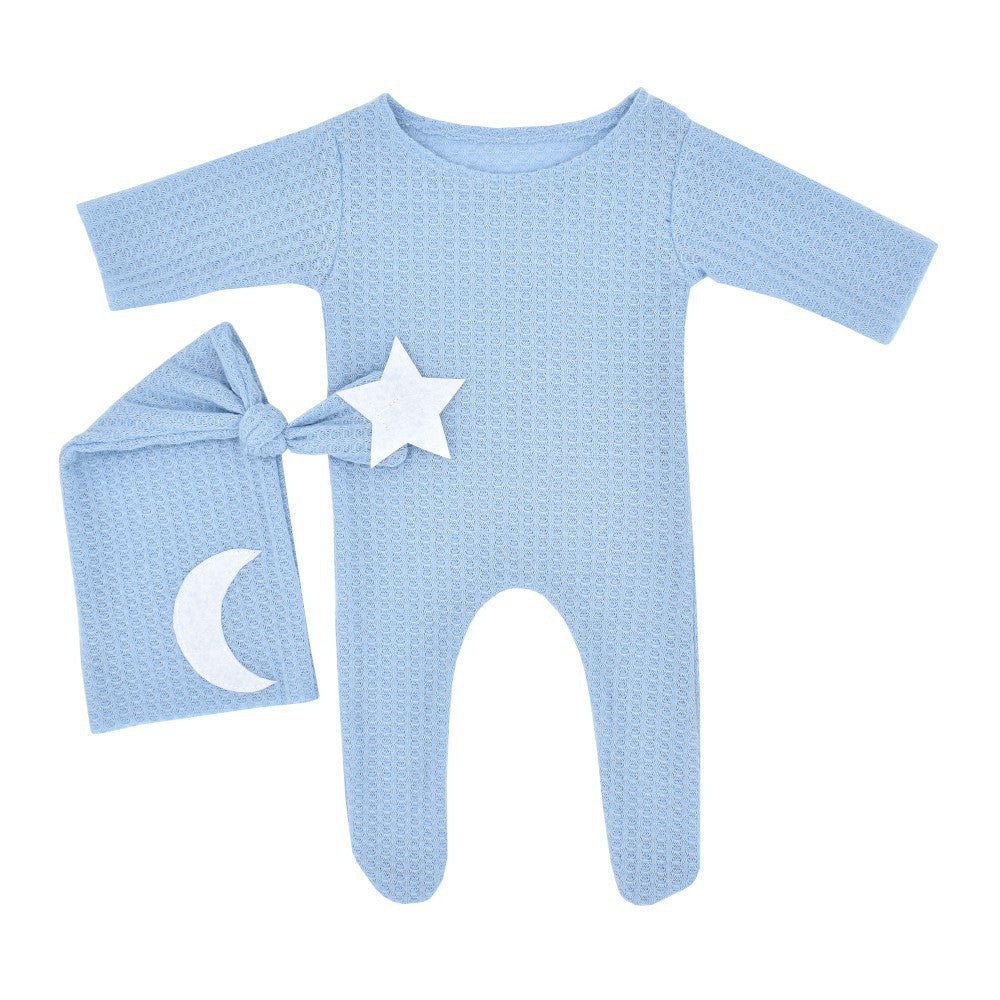 Set di due pezzi con body e cappello in maglia a forma di stella e luna per bambole da 18-20 pollici