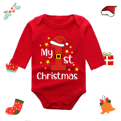 My First Red Long Sleeve Christmas Romper for 20-22 Inch Reborn Doll