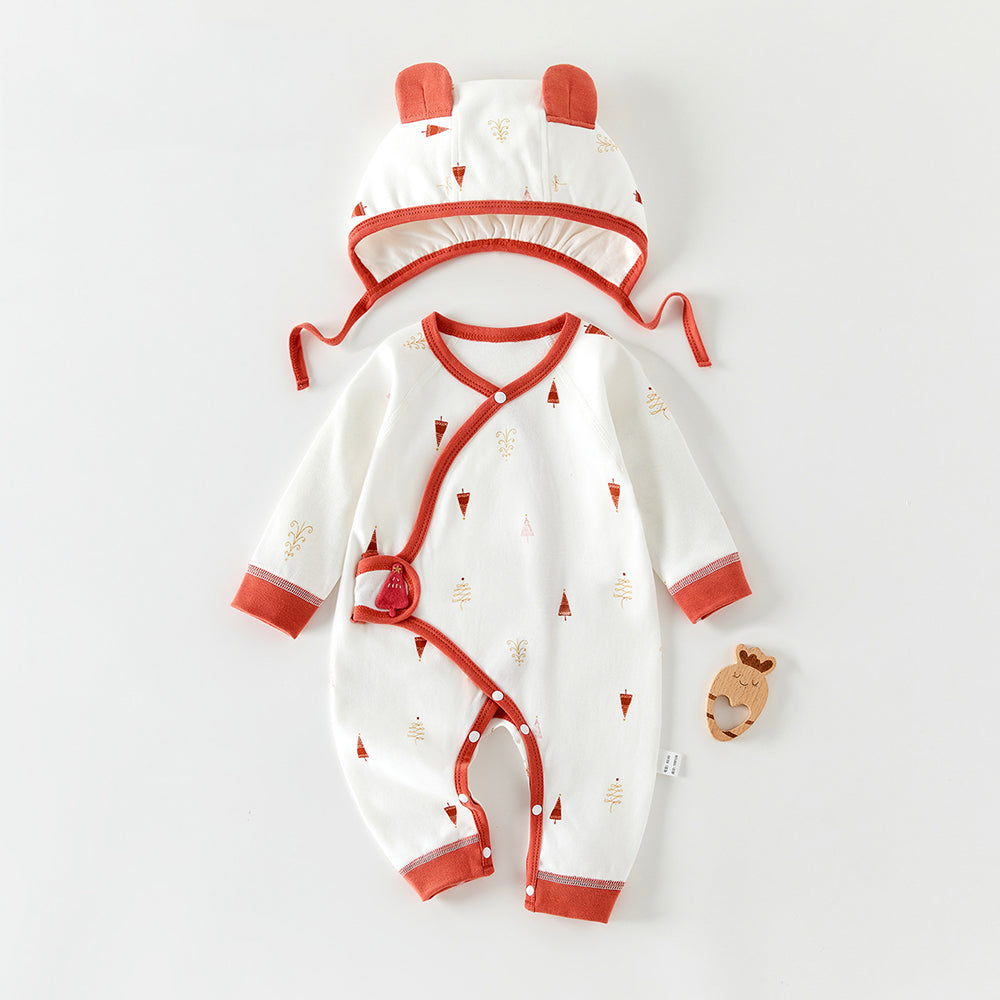 Completo due pezzi con body e cappellino stampati a blocchi di colore per bambole reborn da 45 a 55 cm