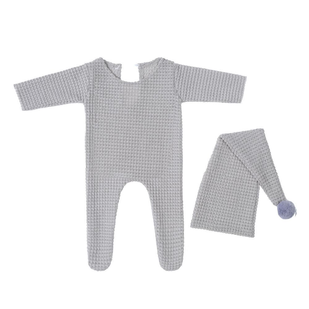Tuta intera lavorata a maglia con cappello a coda lunga set da 2 pezzi per bambole da 18-20 pollici