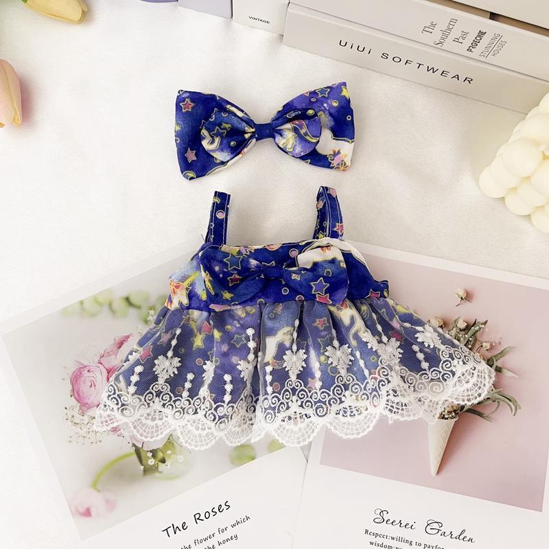 Beautiful Lace Floral Dress and Headband 2-Piece Set for 30cm Dolls