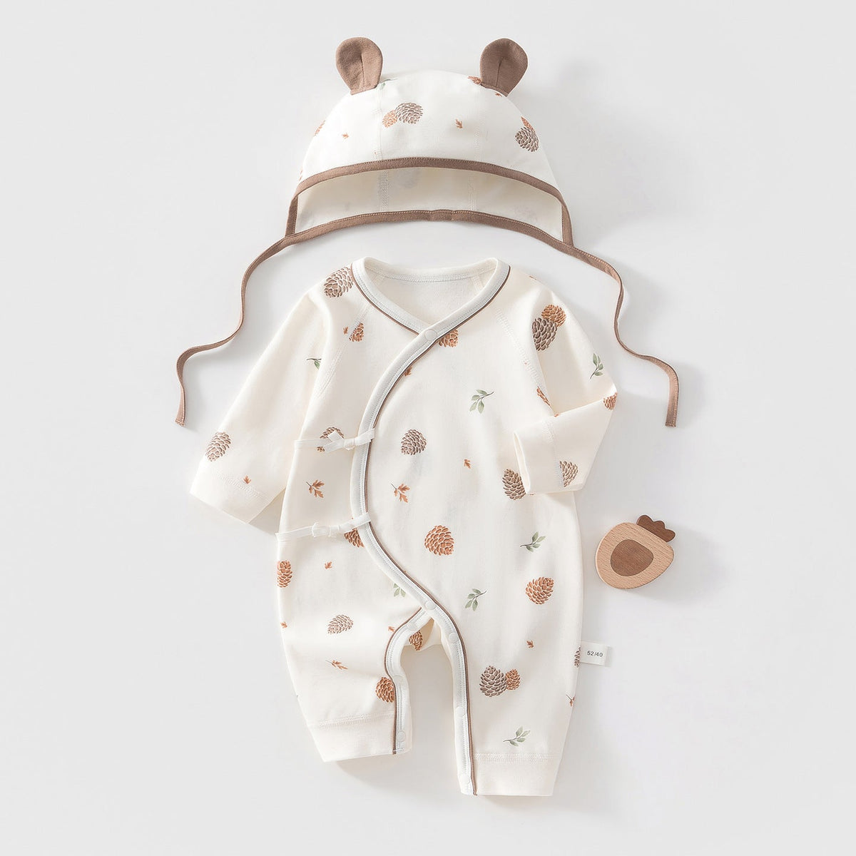 Completo due pezzi composto da body e cappellino in cotone stampato per bambole reborn da 45 a 55 cm