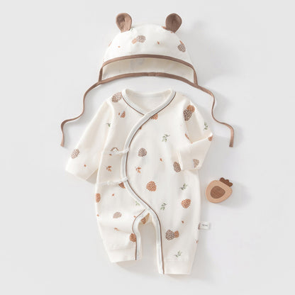Completo due pezzi composto da body e cappellino in cotone stampato per bambole reborn da 45 a 55 cm