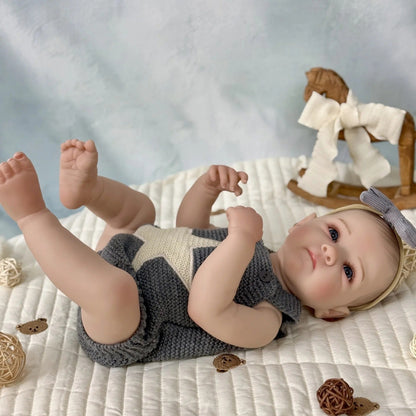 Bettie Bambina rinata con corpo in vinile realistico da 45 cm in abiti a stella grigi