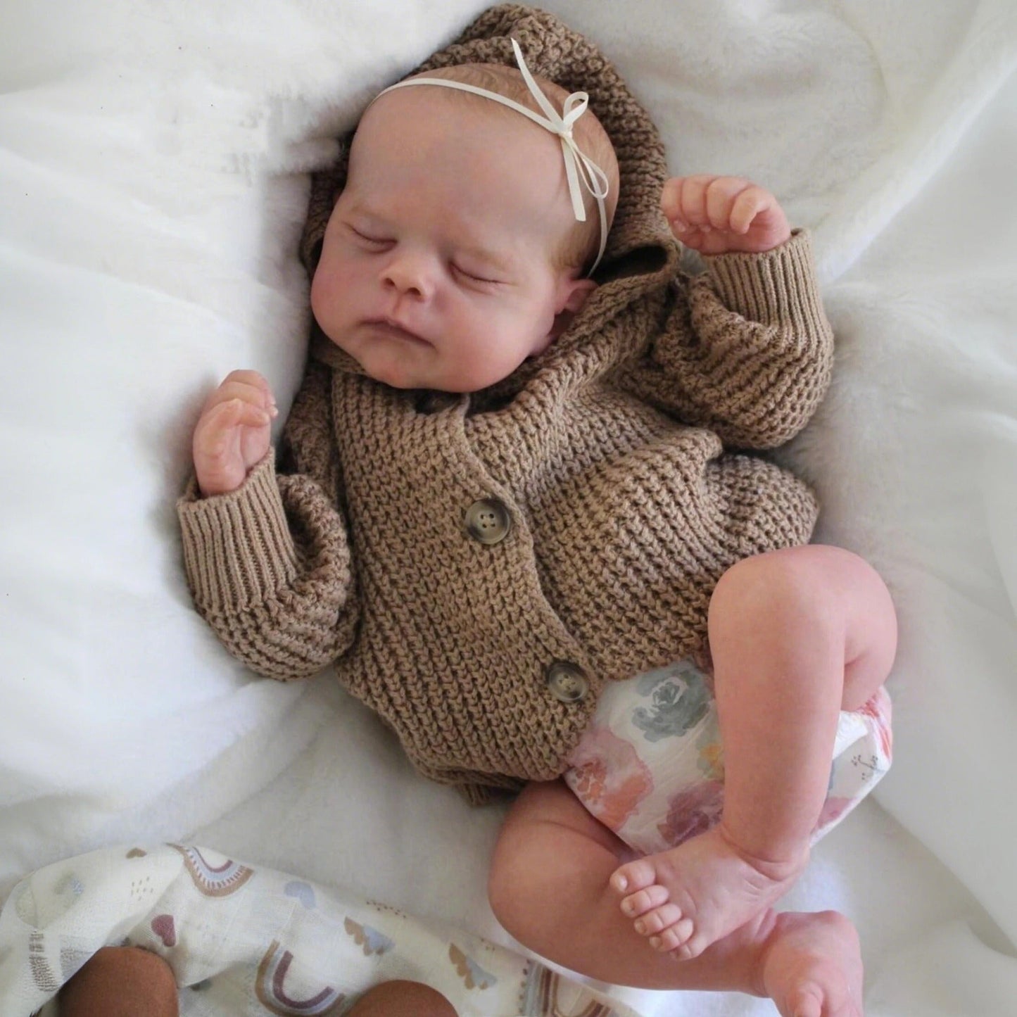 48cm Soft Body Sleeping Reborn Doll Erica In Brown Sweater